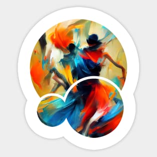 Woman Dancing Silhouette, abstract oil painting Sticker